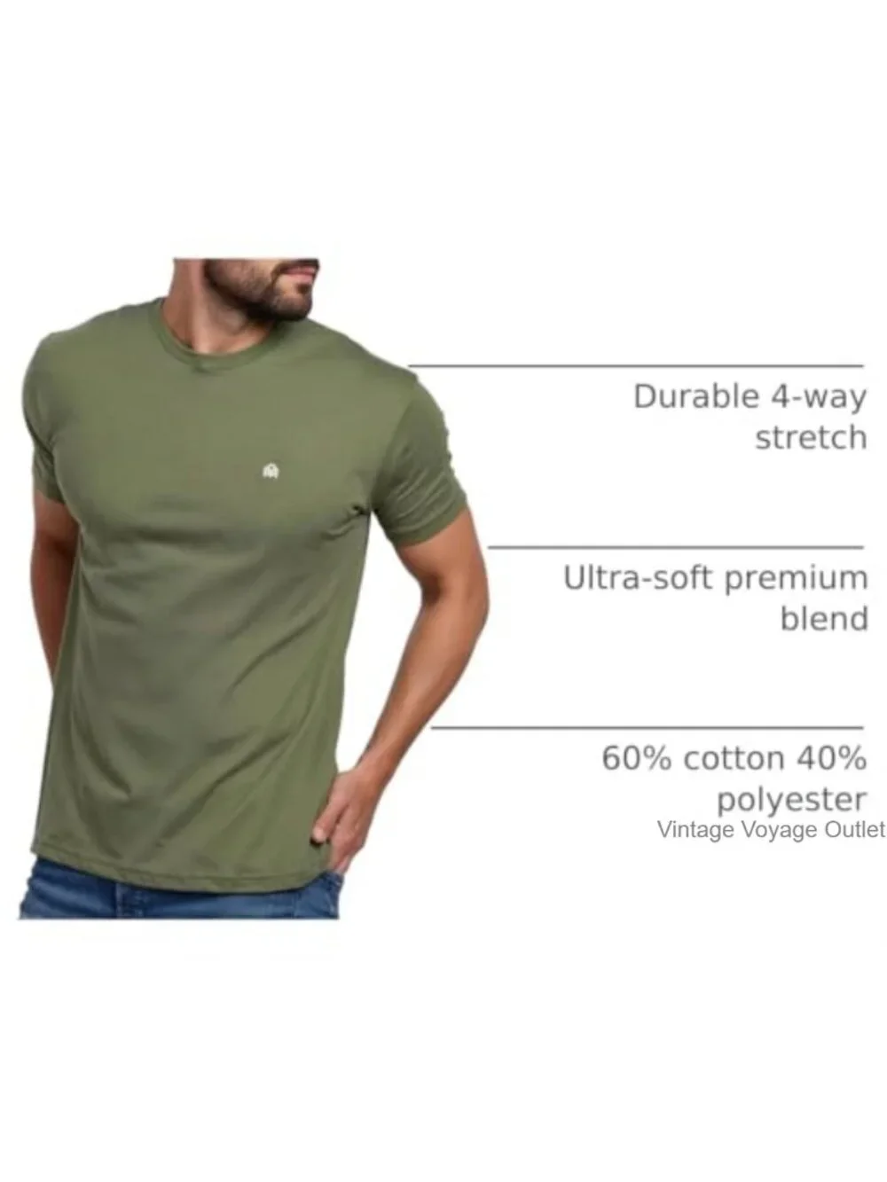 Men's Cotton Crew Neck Athletic Fit T-Shirts with 4-Way Stretch, Tag-Free
